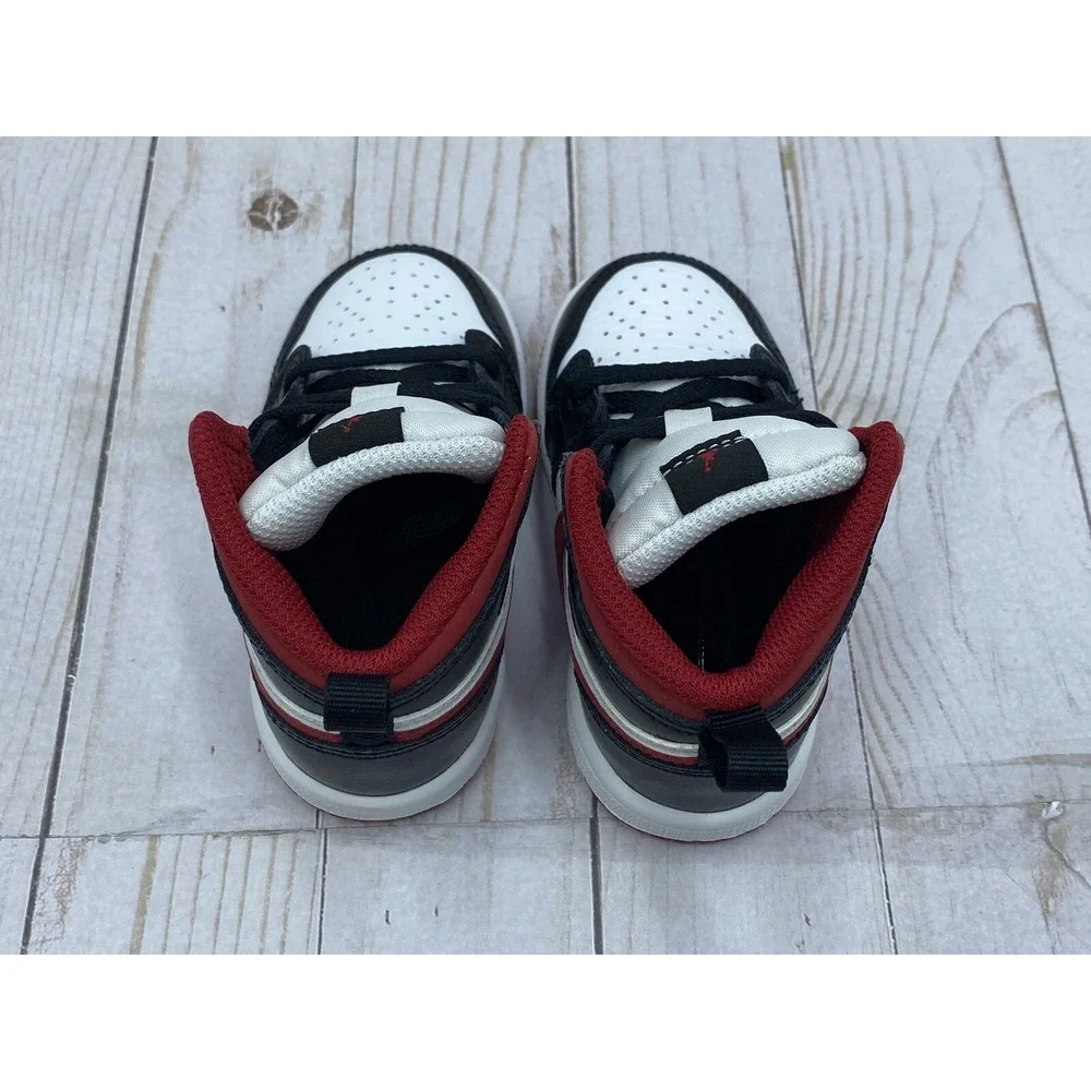 Nike‎ Air Jordan 1 Mid TD Toddler Shoes White Gym Red Black 640735-122 Size 5C